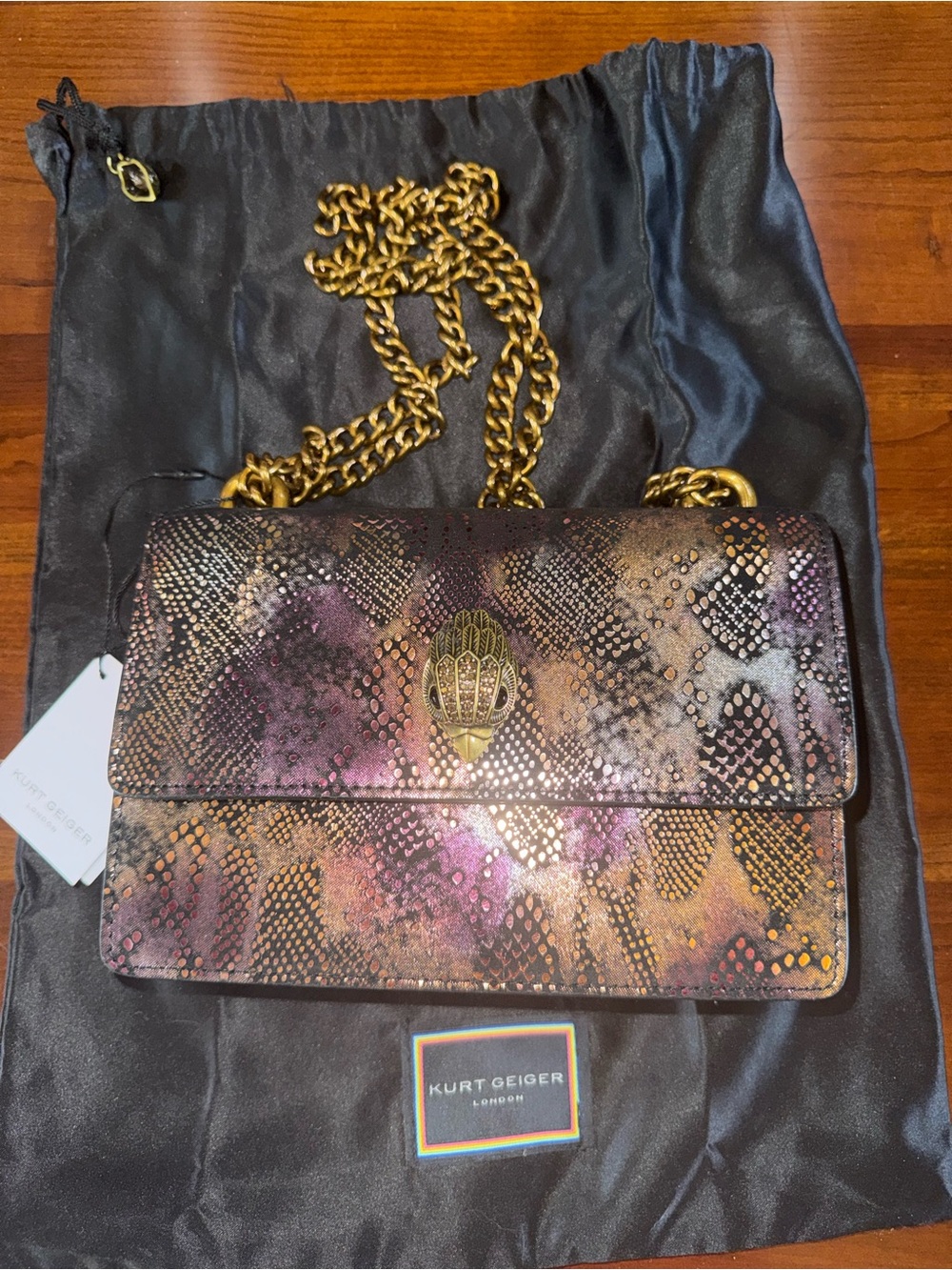 Kurt Geiger London small Shoreditch - NWT Iridescent Snake Leather Leather-Lined
